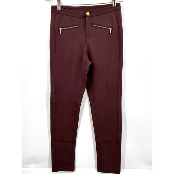 IMAN Global Chic Power Ponte Ankle Pant w/ Illusion Seaming BROWN Womens Size 4 - Picture 2 of 10